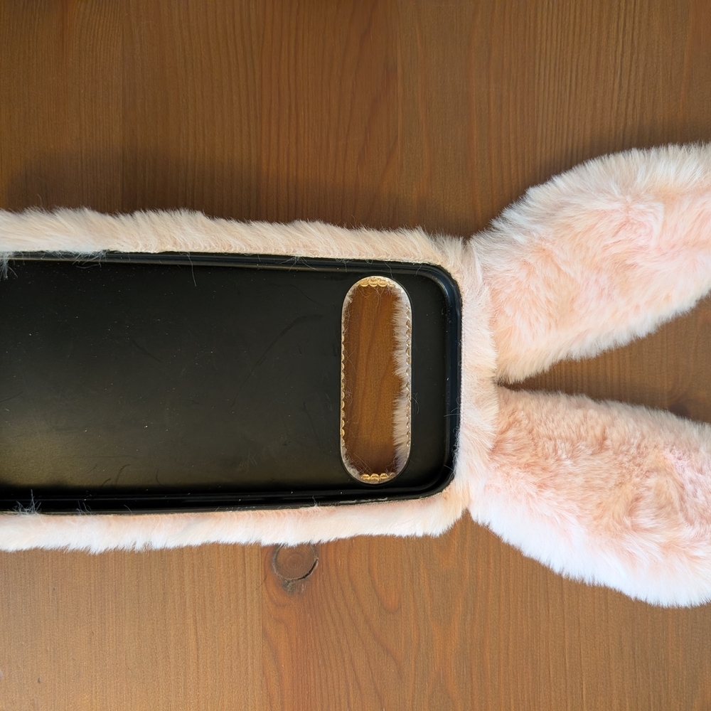 Furry Bunny Ear Phone Case with Rhinestones Pixel 9 Pro/Pixel 9 - Picture 3 of 3